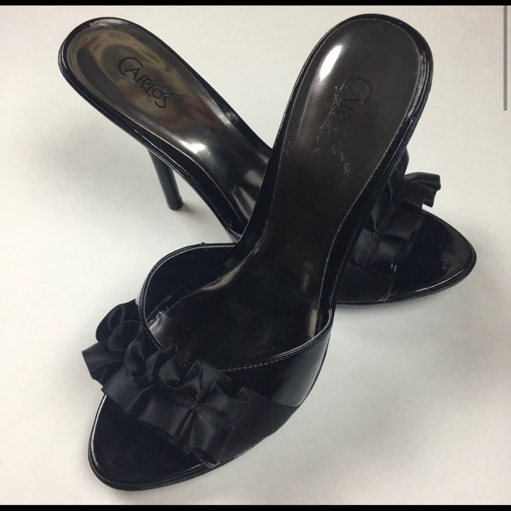 Black Mule Slide Heels with Ruffles 👠👠👠